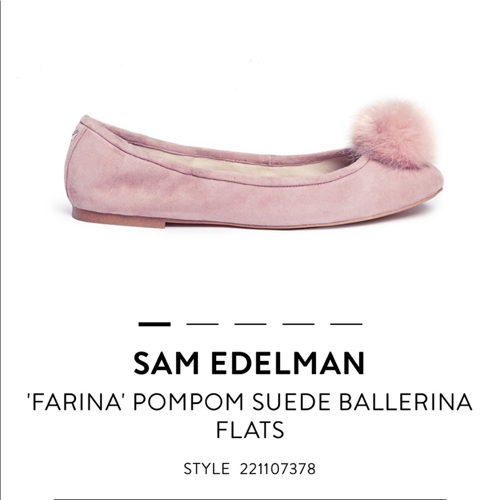 Farina Pompom Suede Ballerina Flats